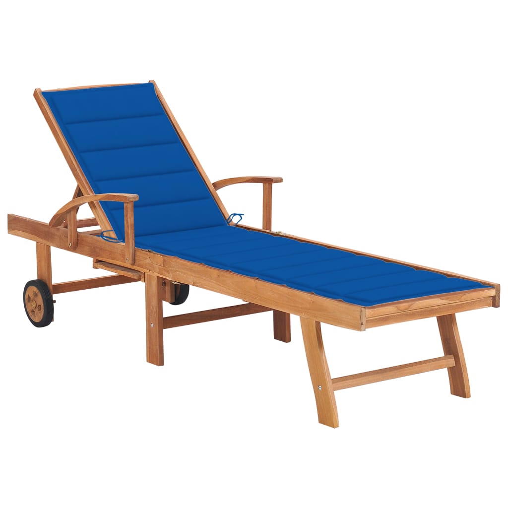 Tumbona Con Cojín Madera Maciza De Teca
