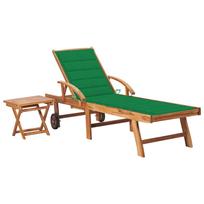 Tumbona Con Cojín Madera Maciza De Teca