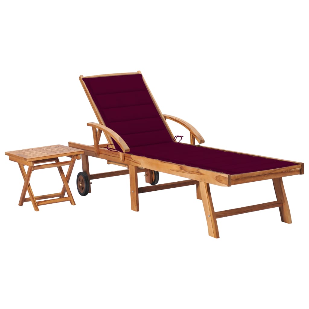 Tumbona Con Cojín Madera Maciza De Teca