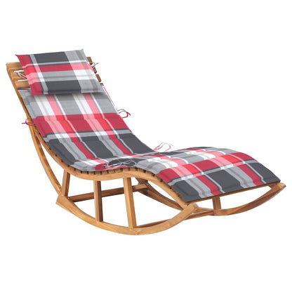 Tumbona Mecedora Con Cojín Madera Maciza De Teca