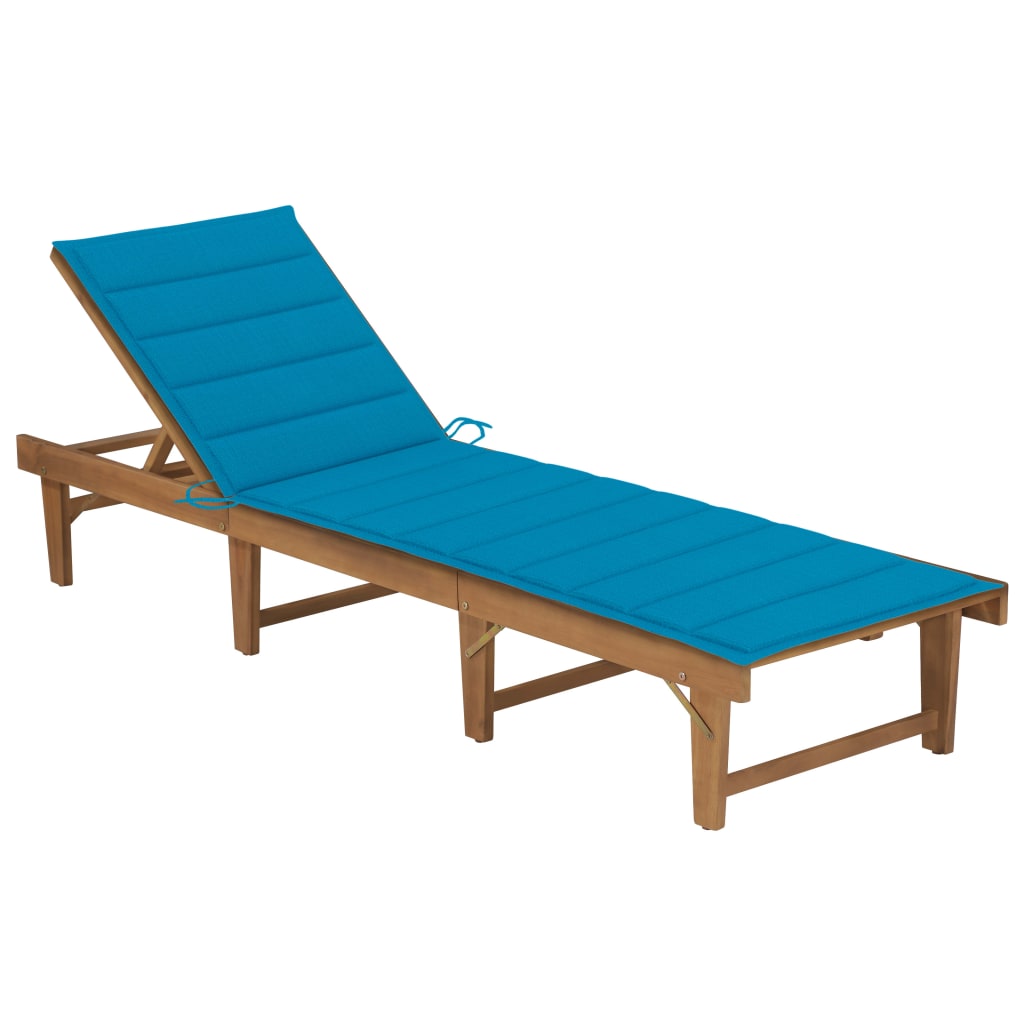 Tumbona Plegable Con Cojín Madera Maciza De Acacia