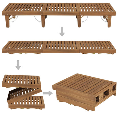 Tumbona Plegable Con Cojín Madera Maciza De Acacia