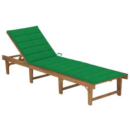 Tumbona Plegable Con Cojín Madera Maciza De Acacia