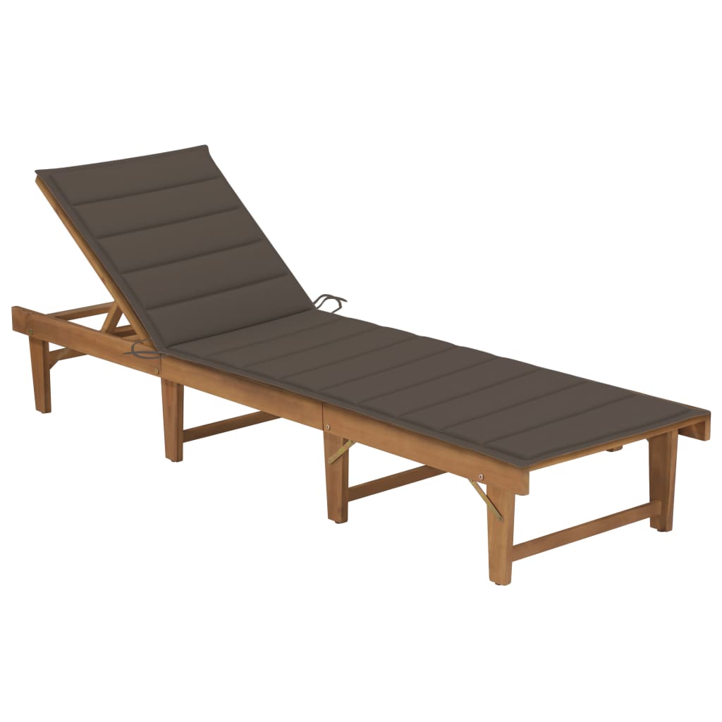 Tumbona Plegable Con Cojín Madera Maciza De Acacia