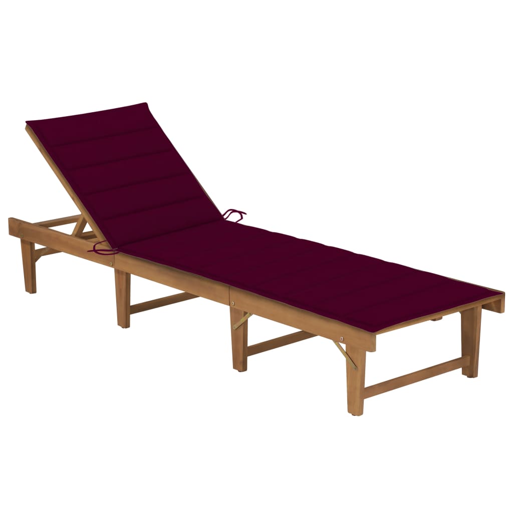Tumbona Plegable Con Cojín Madera Maciza De Acacia