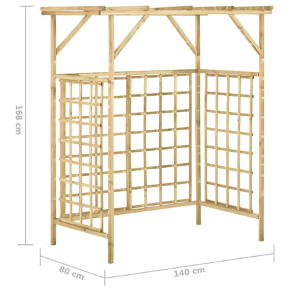Pérgola De Jardín Para 2 Cubos De Basura Madera Pino Impregnada