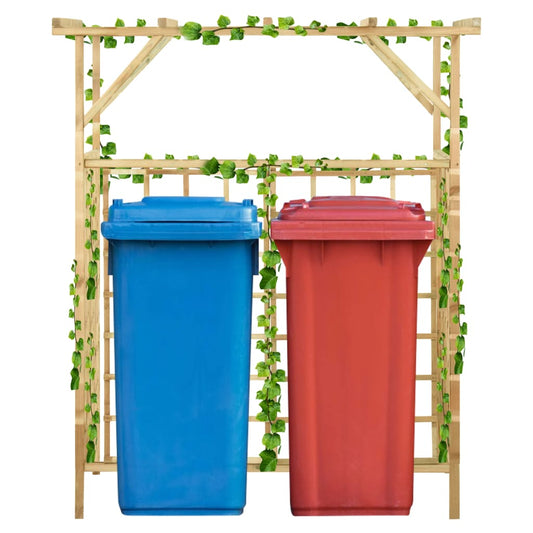 Pérgola De Jardín Para 2 Cubos De Basura Madera Pino Impregnada