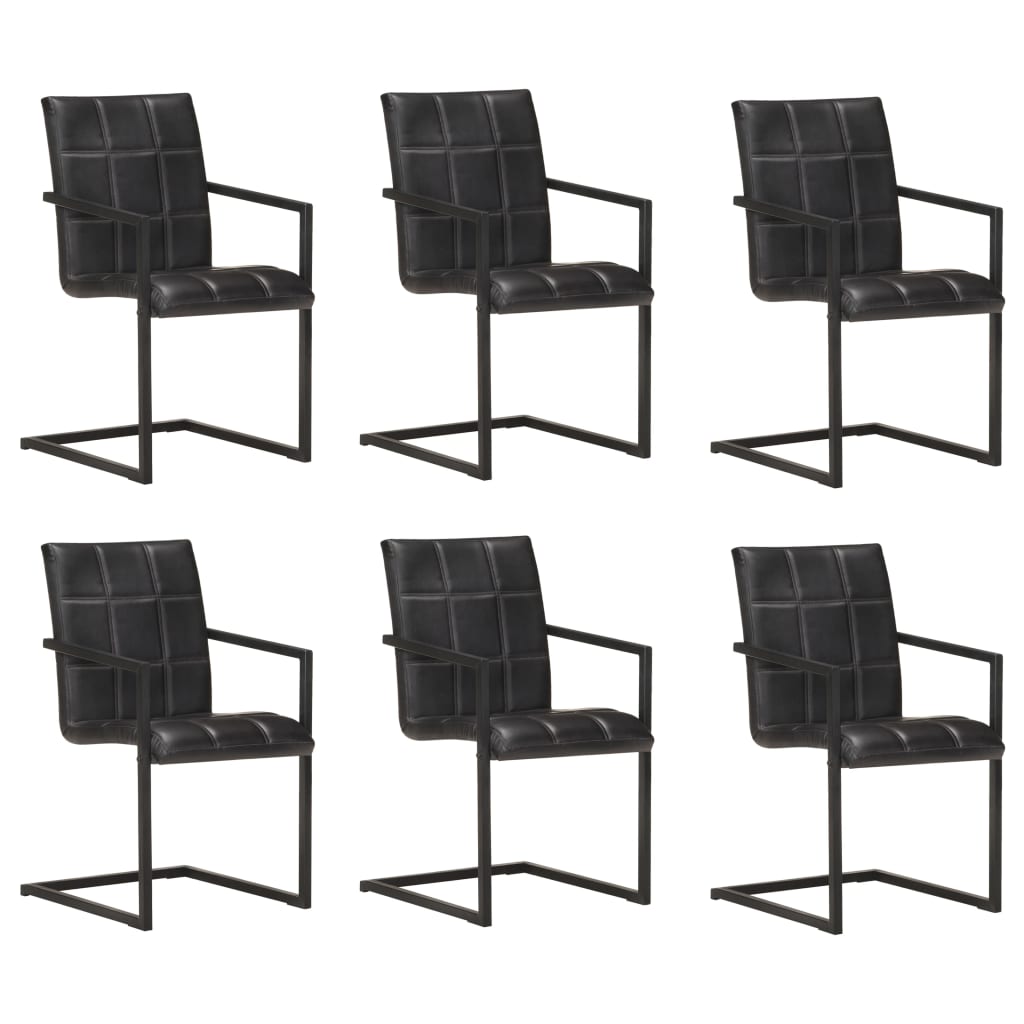 Sillas Voladizas De Comedor 2 Unidades Cuero Auténtico