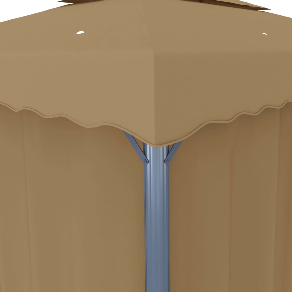 Cenador Con Cortina Gris Taupe Aluminio 4X3 M