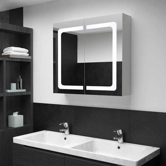 Mueble De Baño Con Espejo Led 80X12,2X68 Cm