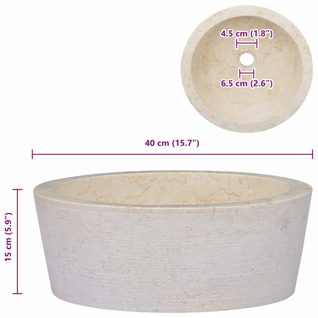 Lavabo Mármol Ø40X15 Cm