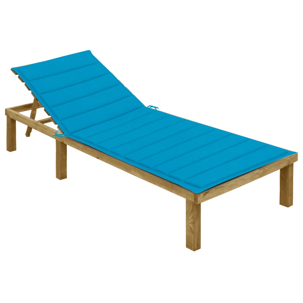 Tumbona Con Cojín Madera De Pino Impregnada