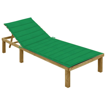 Tumbona Con Cojín Madera De Pino Impregnada