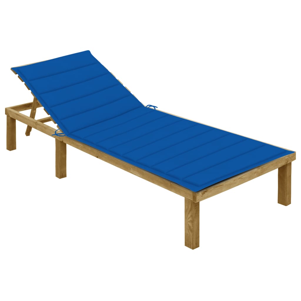 Tumbona Con Cojín Madera De Pino Impregnada