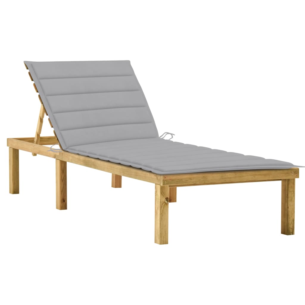Tumbona Con Cojín Madera De Pino Impregnada