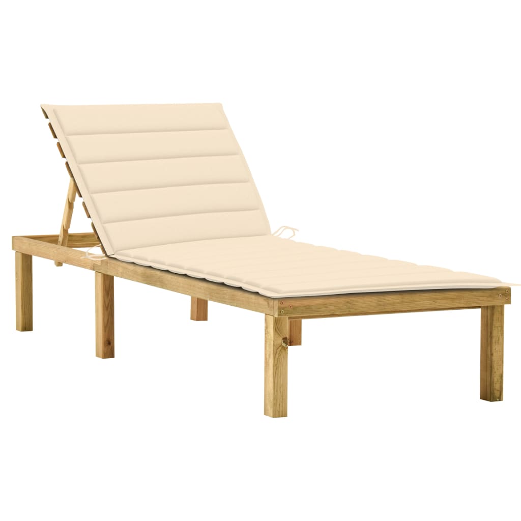 Tumbona Con Cojín Madera De Pino Impregnada