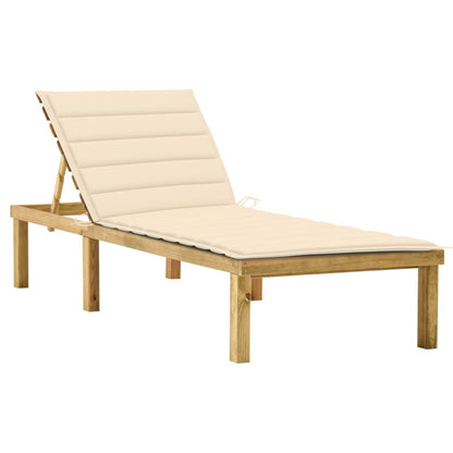 Tumbona Con Cojín Madera De Pino Impregnada
