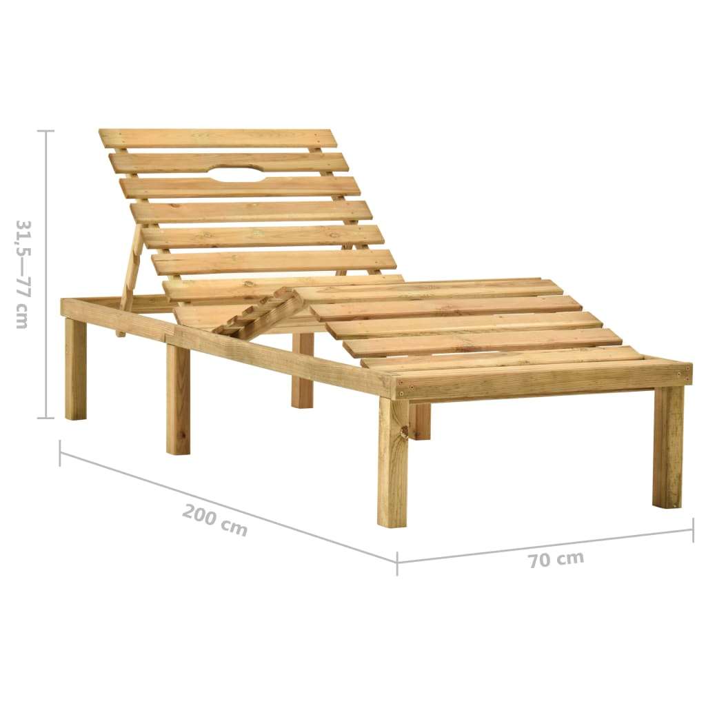 Tumbona De Jardín Con Mesa Y Cojín De Madera De Pino Impregnada
