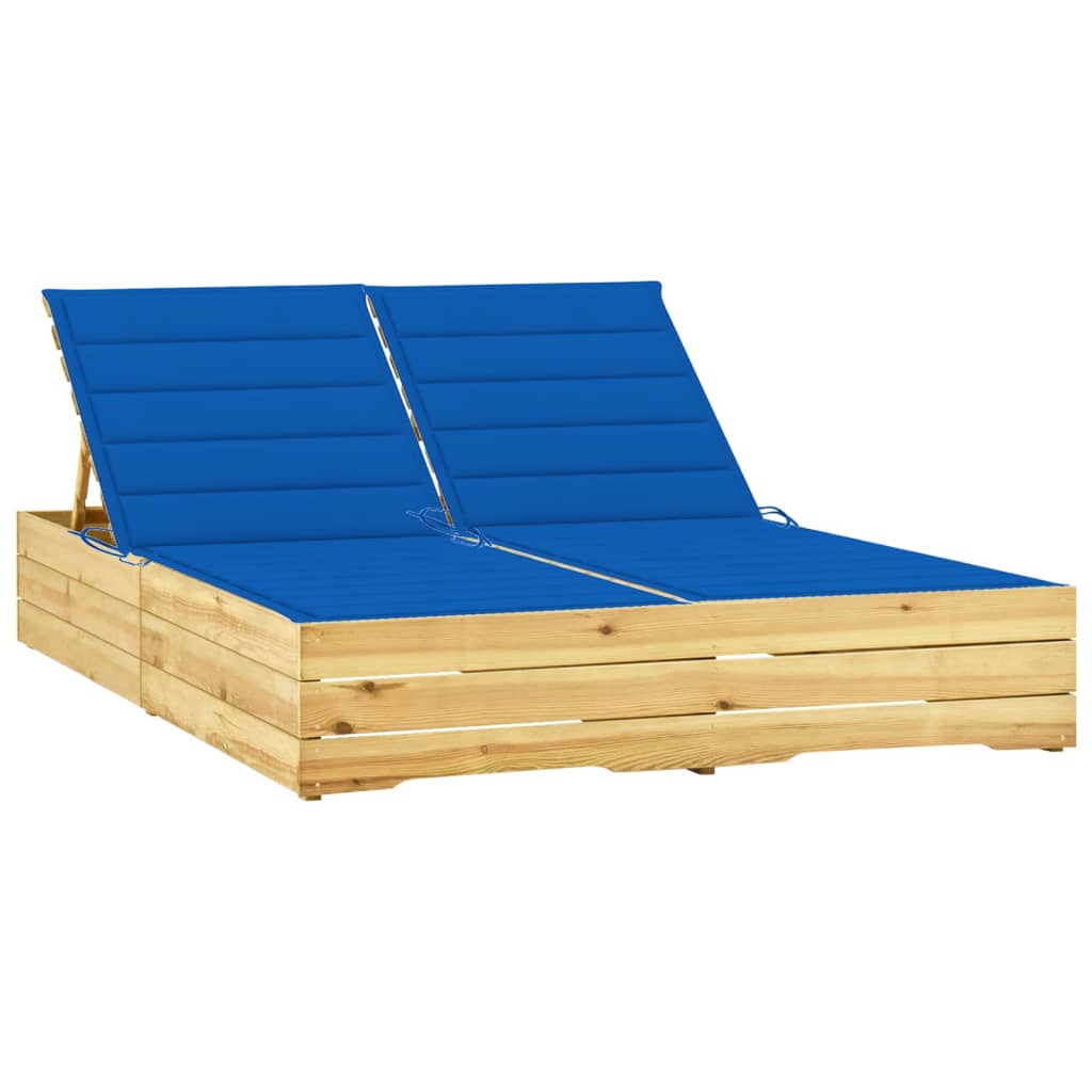 Tumbona Doble Y Cojines Madera De Pino Impregnada