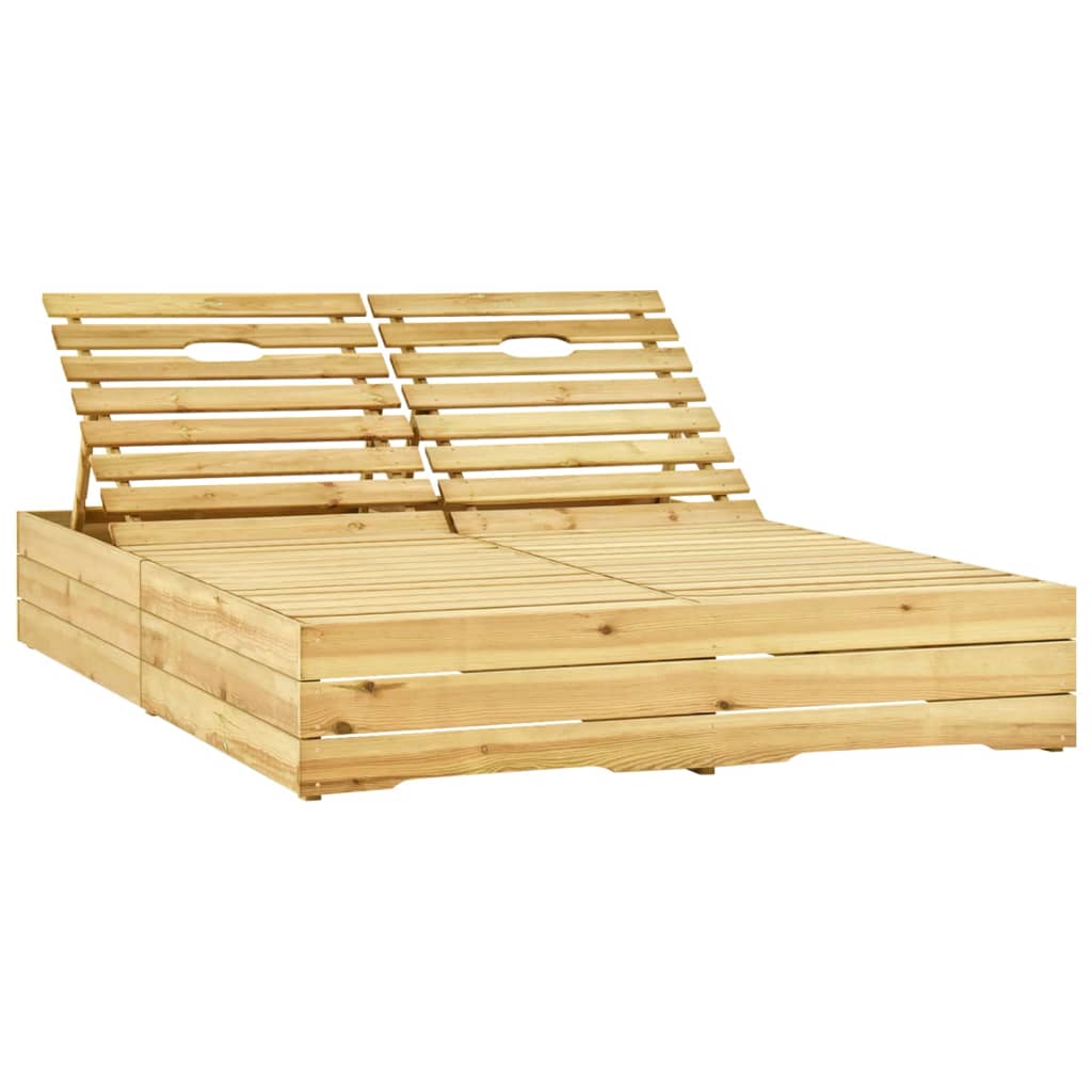 Tumbona Doble Y Cojines Madera De Pino Impregnada