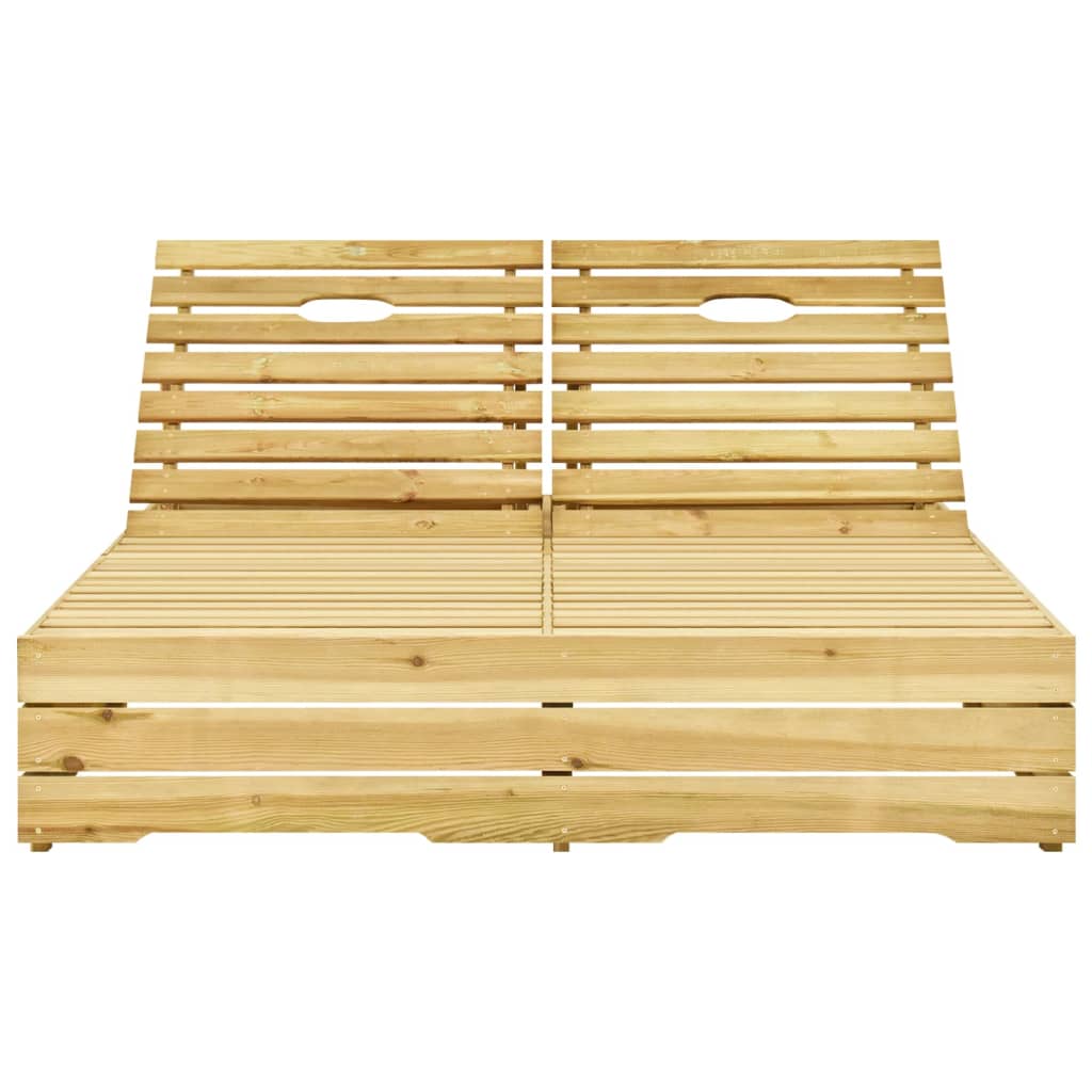 Tumbona Doble Y Cojines Madera De Pino Impregnada