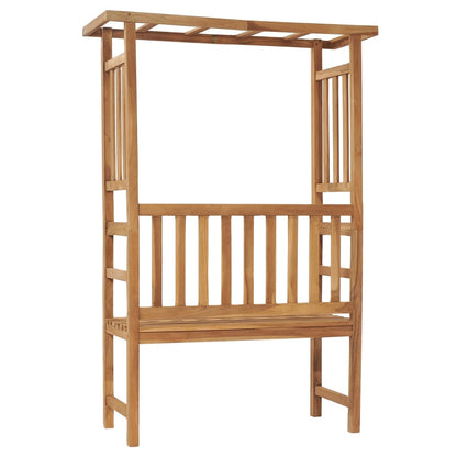 Banco De Jardín Con Pérgola De Madera Maciza De Teca 115 Cm