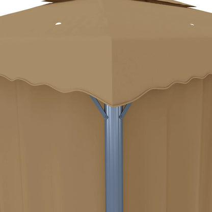 Cenador Con Cortina Gris Taupe Aluminio 3X3 M