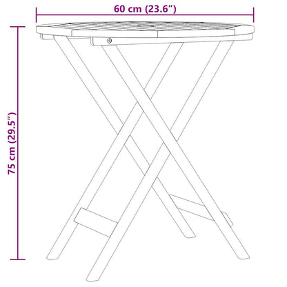 Mesa Jardín Plegable Madera Maciza De Eucalipto Ø60X75 Cm