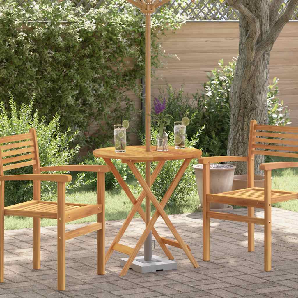 Mesa Jardín Plegable Madera Maciza De Eucalipto Ø60X75 Cm