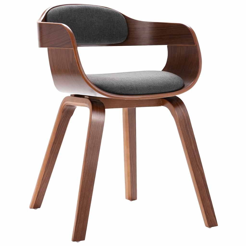Silla De Comedor De Madera Curvada Y Tela Gris