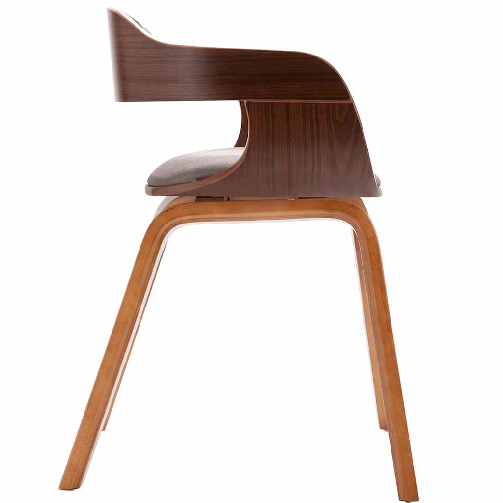 Silla De Comedor De Madera Curvada Y Tela Gris