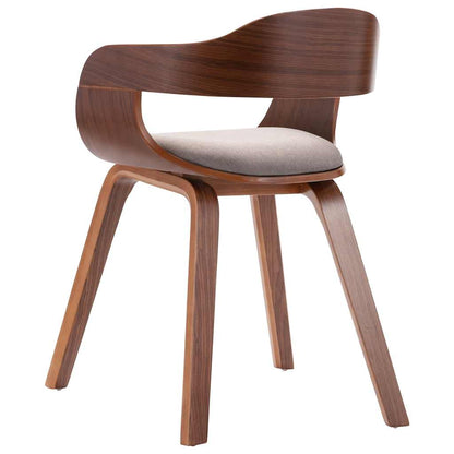 Silla De Comedor De Madera Curvada Y Tela Gris