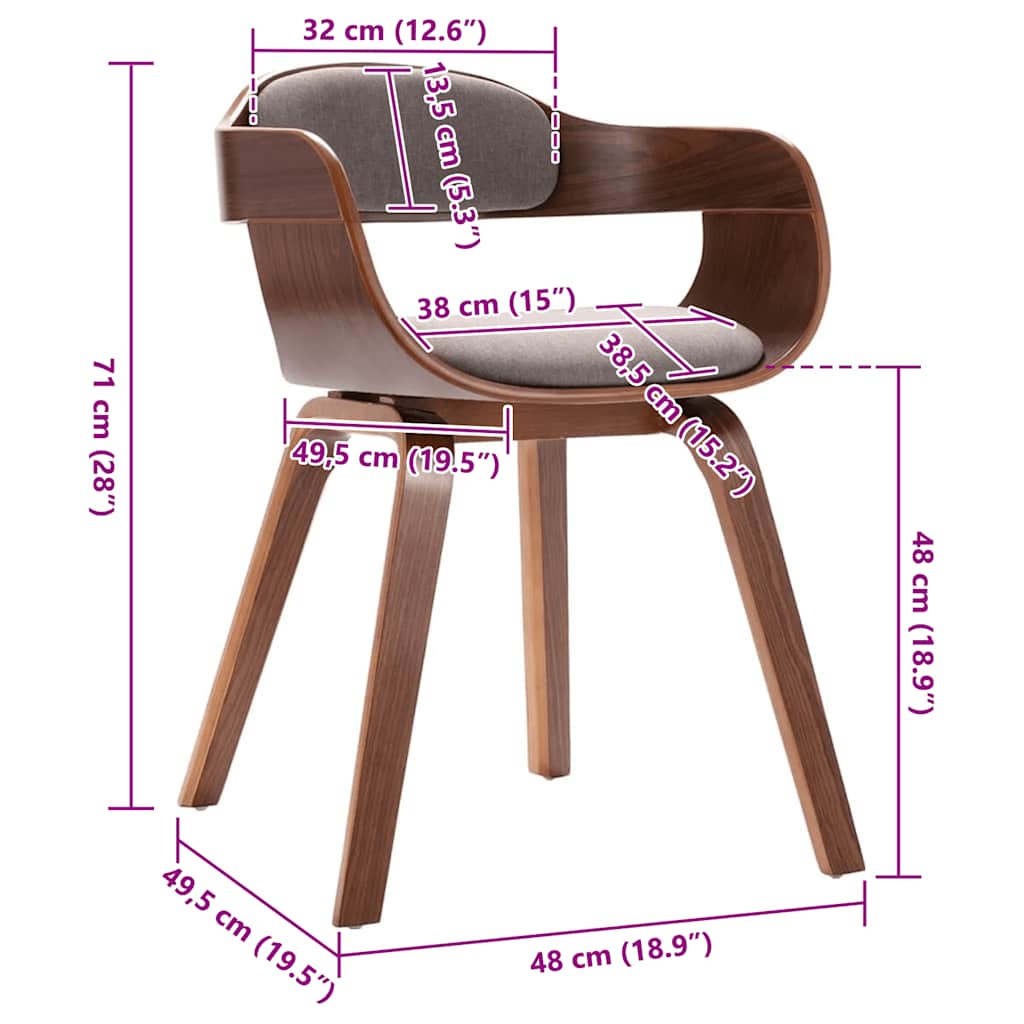 Silla De Comedor De Madera Curvada Y Tela Gris