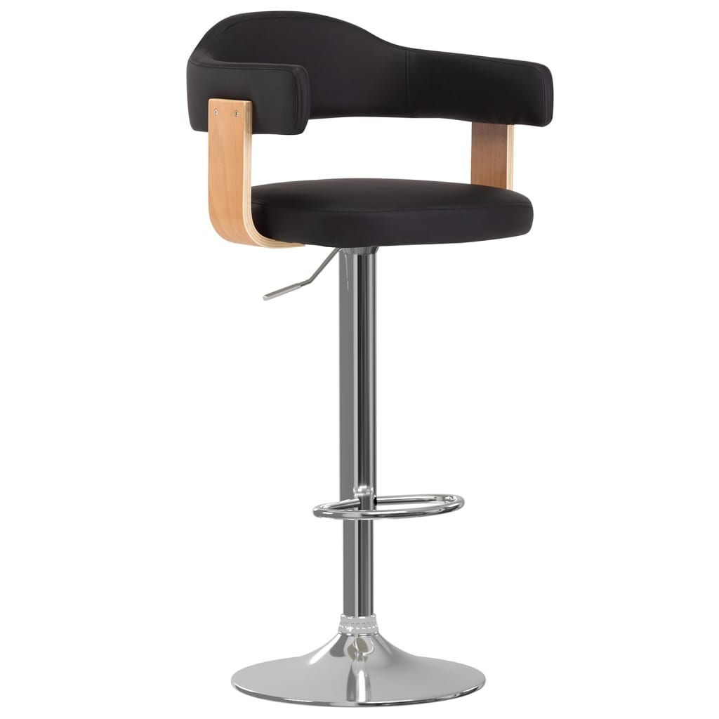 Taburetes De Cocina 2 Uds Cuero Sintético Madera Curvada