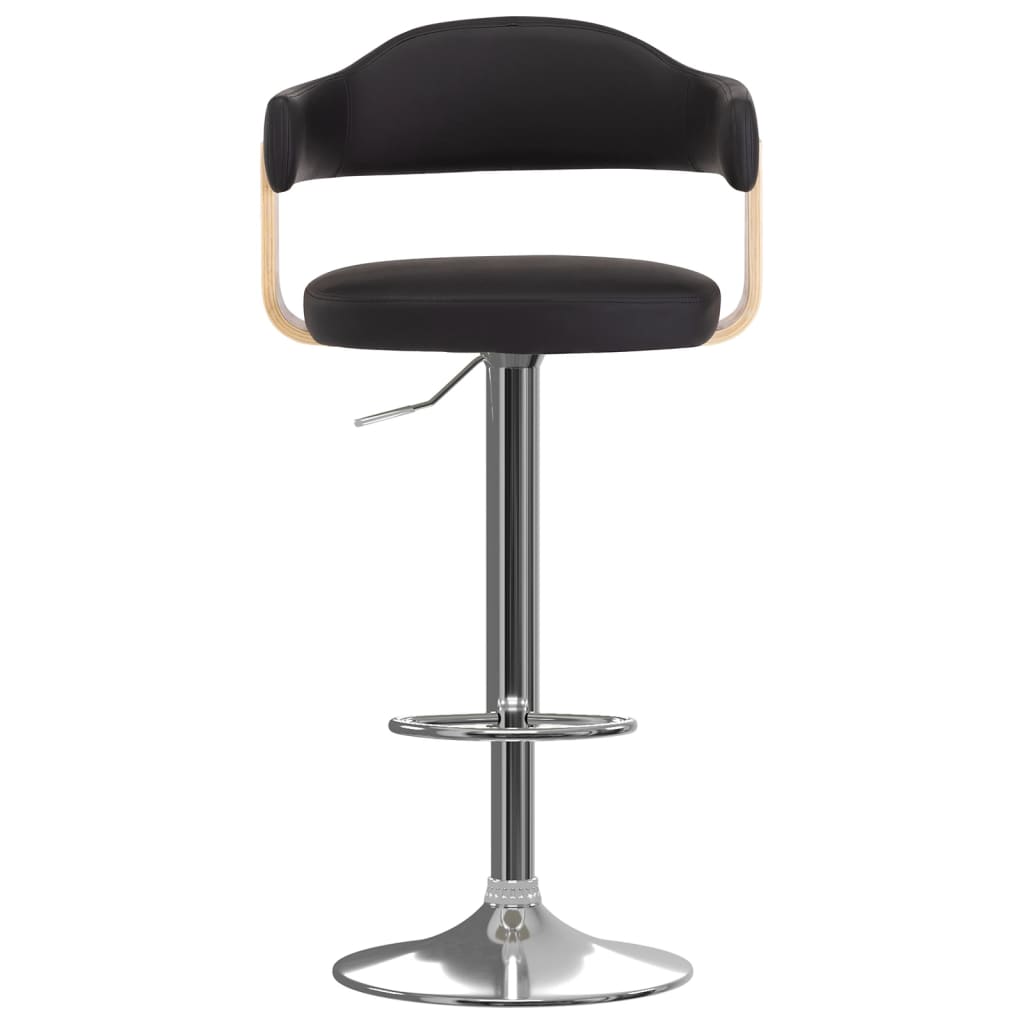Taburetes De Cocina 2 Uds Cuero Sintético Madera Curvada