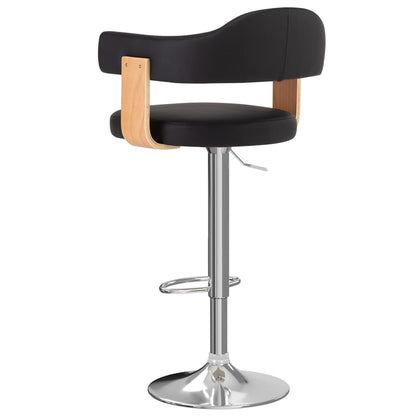 Taburetes De Cocina 2 Uds Cuero Sintético Madera Curvada
