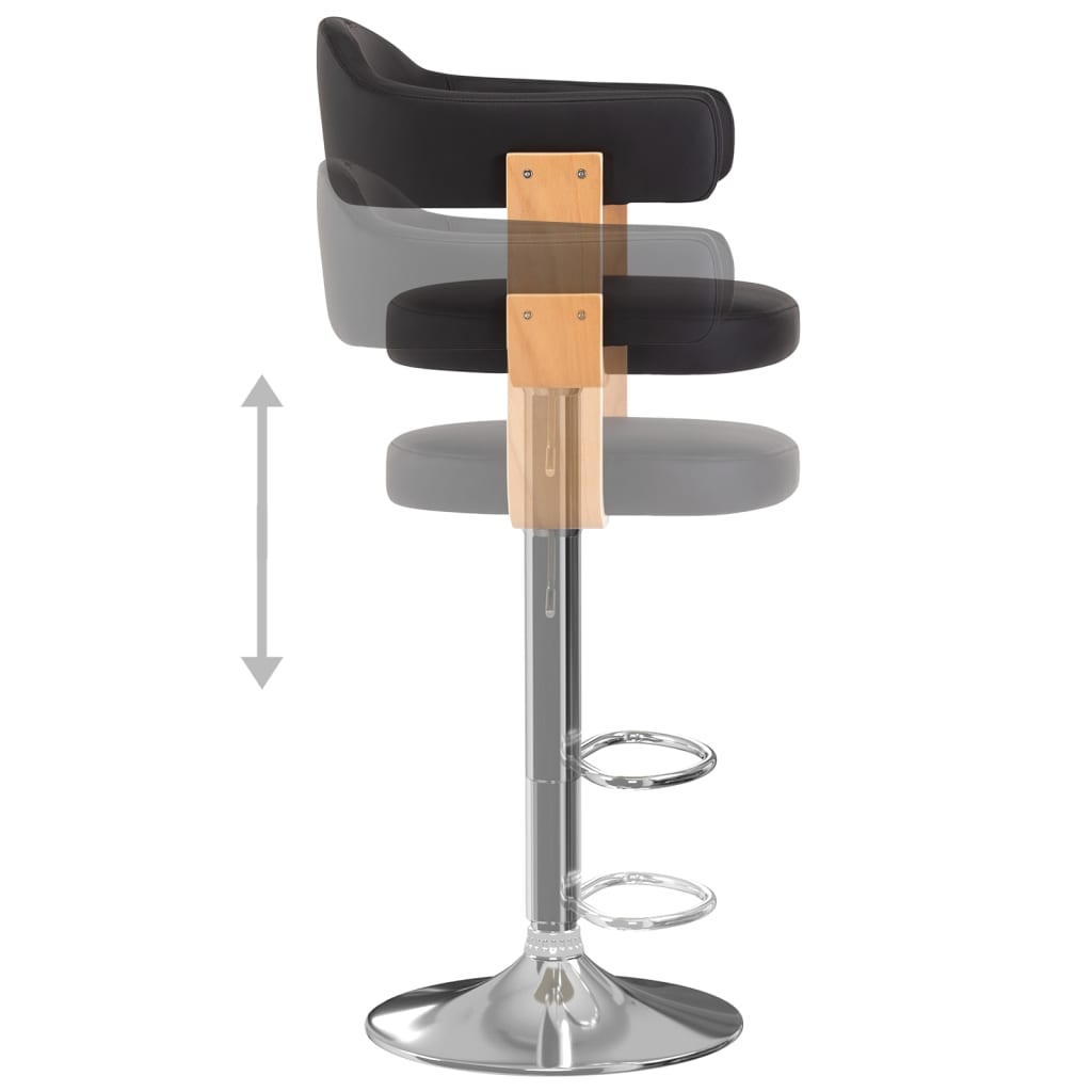 Taburetes De Cocina 2 Uds Cuero Sintético Madera Curvada