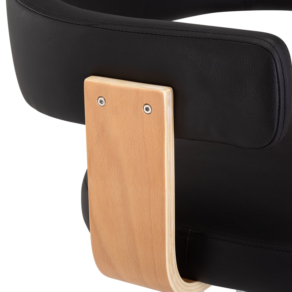 Taburetes De Cocina 2 Uds Cuero Sintético Madera Curvada