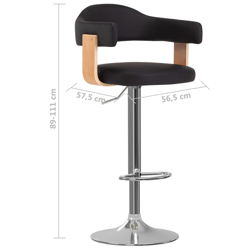 Taburetes De Cocina 2 Uds Cuero Sintético Madera Curvada