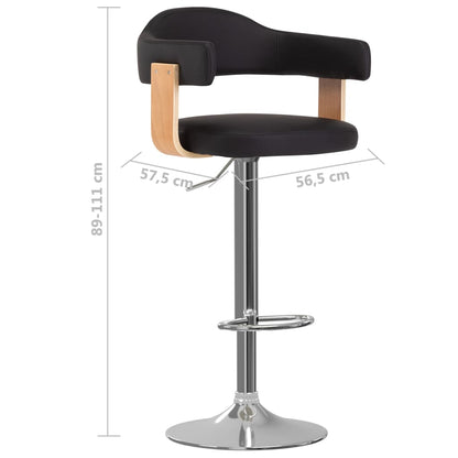 Taburetes De Cocina 2 Uds Cuero Sintético Madera Curvada
