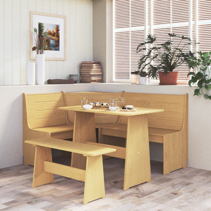 Banco De Esquina Reine Madera Maciza Pino Marrón Blanco 151 Cm