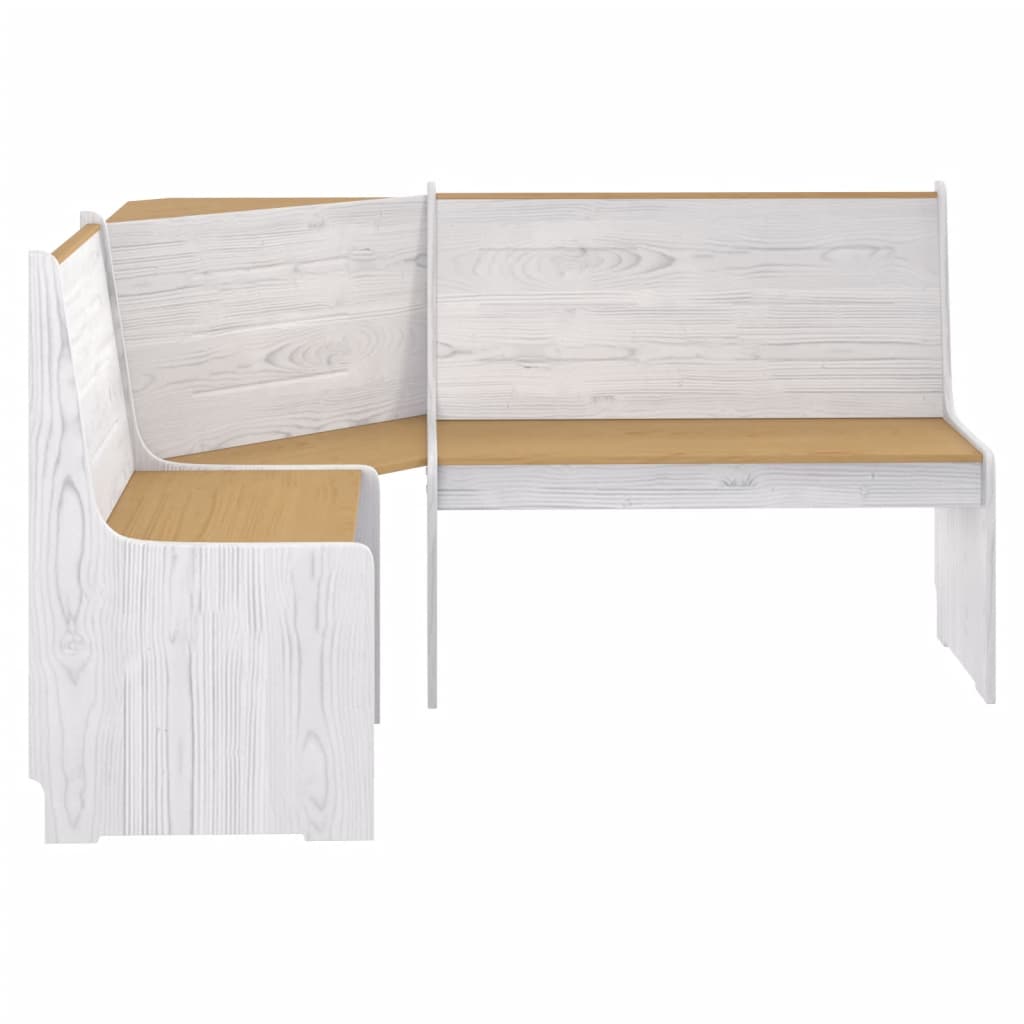 Banco De Esquina Reine Madera Maciza Pino Marrón Blanco 151 Cm