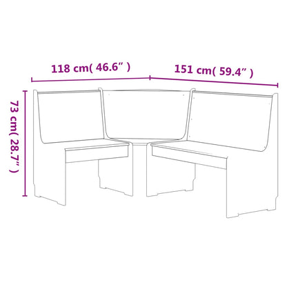 Banco De Esquina Reine Madera Maciza Pino Marrón Blanco 151 Cm