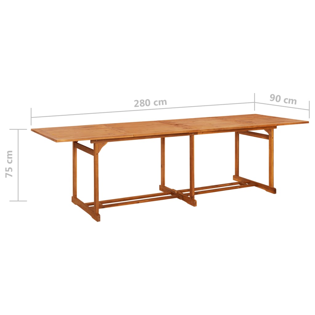 Mesa De Comedor Jardín 280X90X75 Cm Madera Maciza De Acacia