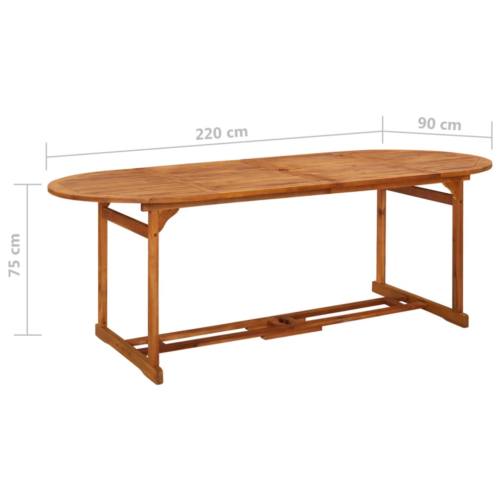 Mesa De Comedor Jardín Madera Maciza De Acacia