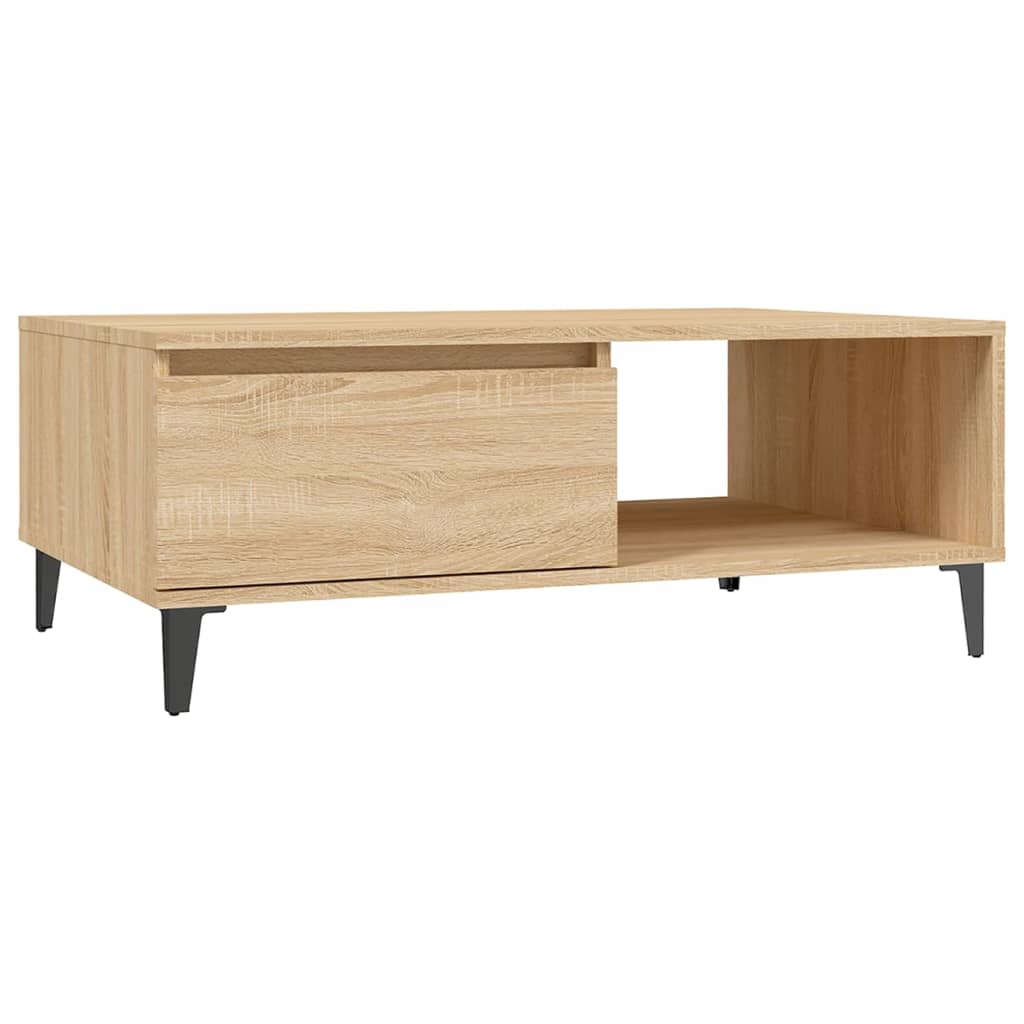 Mesa De Centro Madera Contrachapada Color Roble 90X60X35 Cm
