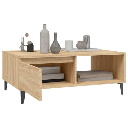 Mesa De Centro Madera Contrachapada Color Roble 90X60X35 Cm