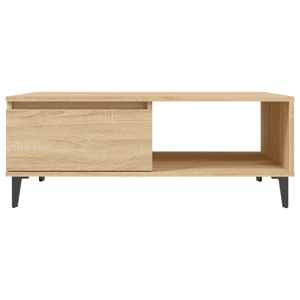 Mesa De Centro Madera Contrachapada Color Roble 90X60X35 Cm