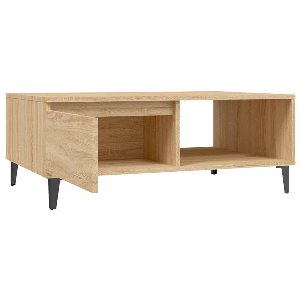 Mesa De Centro Madera Contrachapada Color Roble 90X60X35 Cm