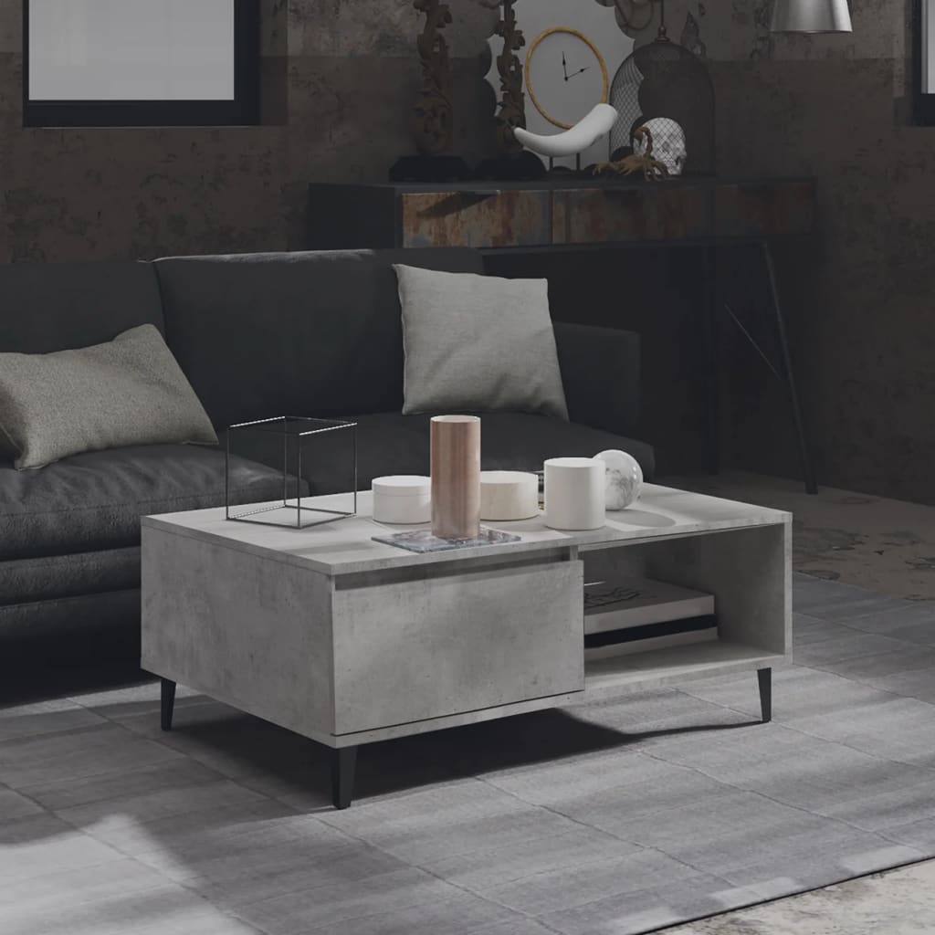 Mesa De Centro Madera Contrachapada Color Roble 90X60X35 Cm